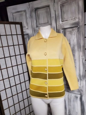 XS-S Vtg 60s Puccini Wool Knit Cardigan Sweater Stripe Mod  Mint Nwot coatigan - Image 1 of 4