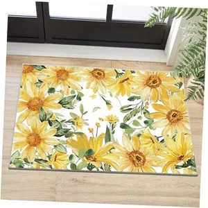 Sunflower Daisy Spring Area Rug, Summer Bath Rug Home Decor Low-Profile Non - Picture 1 of 7