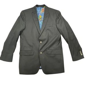 Robert Graham Blazer Jacket Mens 40 Black Single Breasted Peak Lapel Classic Fit - Picture 1 of 13