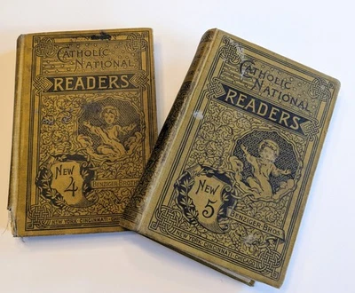 🔥 2 Catholic National Readers Number  4(1886) & 5  Antique Hard Cover  Foto 1 de 4