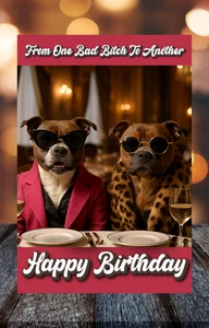 Dog Funny Birthday Card - Bad Bitches -  Doggy Style Hilarious Birthday Card - Picture 1 of 2