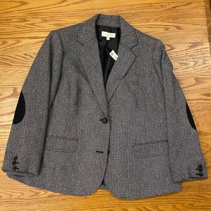 New! 🚨Talbots 18w Tweed Blazer Jacket With Button Closure Black White Gray Tags - Picture 1 of 11