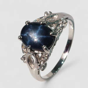 ANILLOS PLATA ESTERLINA 925 TAILANDIA ESTRELLA AZUL ZAFIRO 2,10 QUILATES TALLA 6,75 - Imagen 1 de 11