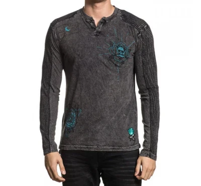 Affliction Men's "CORONER" long sleeve Henley light weight gray sweater NWT - Image 1 of 4