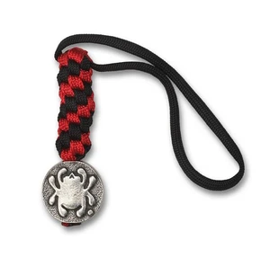 Spyderco Lanyard Black and Red Paracord Pewter Bead BEAD5LY Keychain Fob - Picture 1 of 2