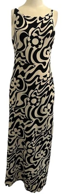 VTG 90s y2k Jalate Dress Maxi Trippy Floral Mod Retro Groovy 70s Blk/White Sz.M - Image 1 of 4