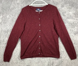 Lands' End Damen 100 % Kaschmir Knopf Pullover Cardigan Größe Large rot gesprenkelt - Bild 1 von 11
