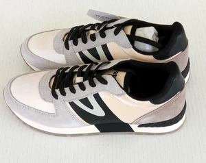 Sz 9M Tretorn Women's Loyola Lace Up Sneakers White/Taupe/Black New W Box - Picture 1 of 10
