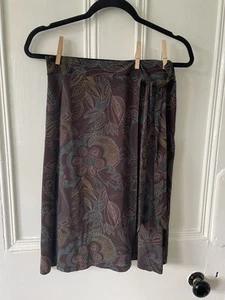 H&M brown floral silky wrap skirt, size S, very good condition - Picture 1 of 5