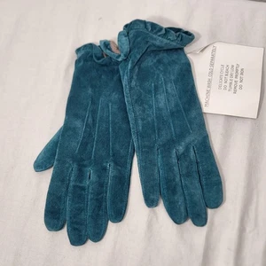 NEU Lizden Handschuhe Damen Gr. M Leder Wildleder gefüttert Rüschen waschbar - Bild 1 von 9