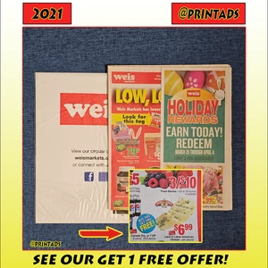 2021 Weis Large Fold-Out Grocery Ads + Plastic Bag - Land O Lakes + Starbucks #2 - Picture 1 of 7