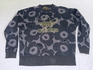 Marimekko Adidas Sweatshirt Womens Medium Black Gray Floral Cotton *Blemish - Bild 1 von 8