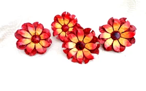 Pier One große Metall Kaktus Blume Nickerchen Ringe gelb/rot/rost 3,5" Durchmesser langlebig - Bild 1 von 3