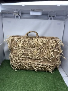 Opalhouse Water Hyacinth Fringe Basket Oval Large Natural Wicker Boho - Picture 1 of 24