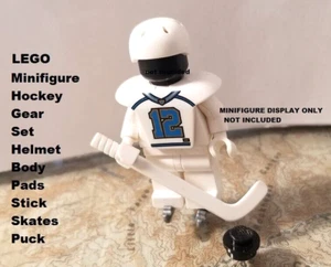 LEGO Minifigure Hockey Gear Set with Helmet Body Pads Sport Stick Skates Puck - Picture 1 of 1
