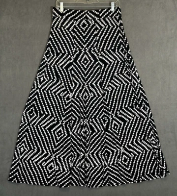 Falda Completa INC International Concepts Negra Blanca Talla M Abstracta Lunares Tribal Foto 1 de 4