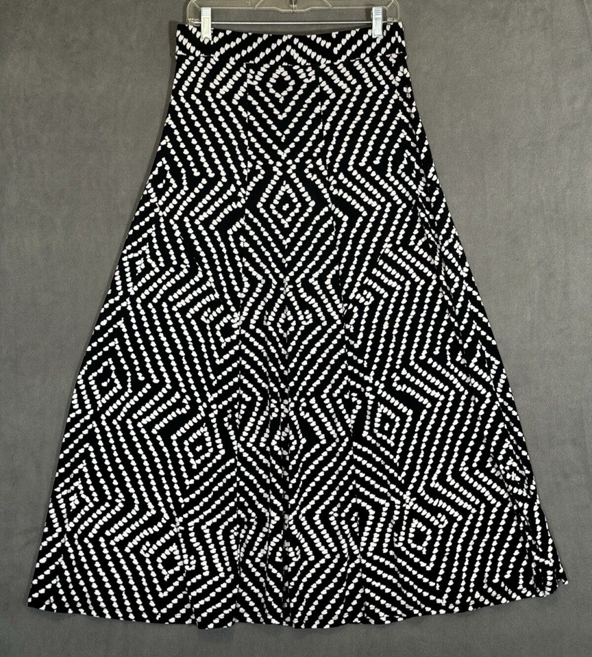 Falda Completa INC International Concepts Negra Blanca Talla M Abstracta Lunares Tribal Foto 1 de 4