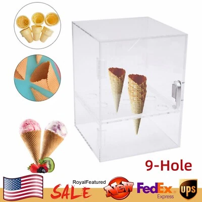 Конусообразный держатель для мороженого с 9 отверстиями коробка акриловый шкаф для хранения мороженого - Изображение 1 из 4
