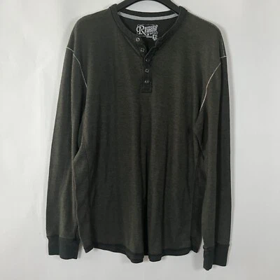 Camisa Henley Retrofit Para Hombre Grande Manga Larga 4 Botones Térmica Verde Años 90 Exterior Foto 1 de 4