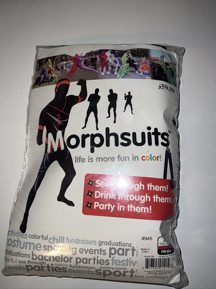 NOVO Fantasia Morphsuit Ninja Adulto Tamanho XL MSRP $60 - Imagem 1 de 3