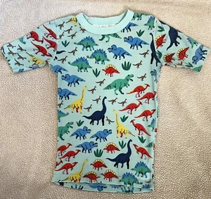 Hanna Andersson Teal Dinosaurs Boys Pajama Top Shirt Kids 160 14 VGUC - Picture 1 of 3