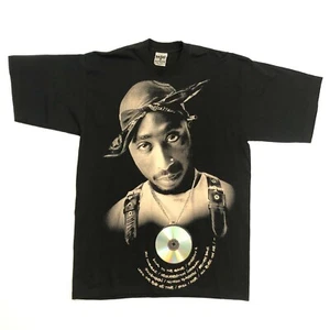 Tupac 2PAC Shirt w/ CD Sealed on Front MOB Tag Made in USA Mens XL Tall - Picture 1 of 10