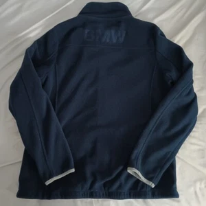 BMW Jacket Men Large Navy Solid Full Zip Fleece Embroidery Logo Driving Adult L - Picture 1 of 5