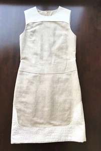 Longchamp 6 Kleid beige Leinen Animal Print klassisch $ 705 NEU FR 38 - Bild 1 von 7