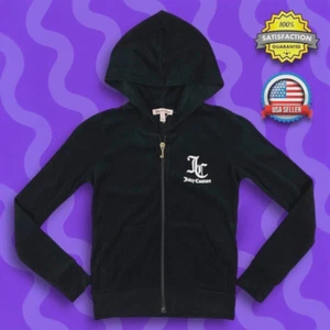 Chaqueta con Capucha de Terry Cremallera Completa Etiqueta Negra Juicy Couture para Niñas Talla 8 Deportiva Nueva con Etiquetas - Imagen 1 de 17