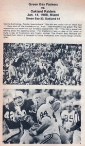 1968 NFL Super Bowl II Daryle Lamonica Packers Raiders Photo Page 5x7 - Bild 1 von 4