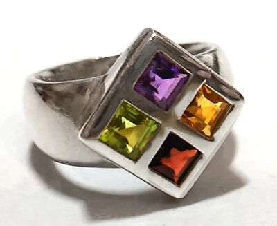 925 ECHT SILBER RHODINIERT *** Großer massiver Edelstein Ring, Größenauswahl - Bild 1 von 4