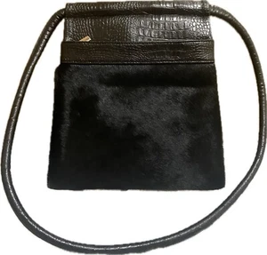 Mito Milano Leather And Calf Hair Bag Authentic Black - Picture 1 of 16