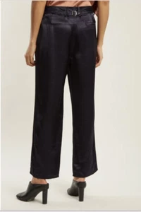 Sies Marjan Pants Blake Blue Satin Straight Leg Crop Trousers BNWT SZ 8 - Picture 1 of 11