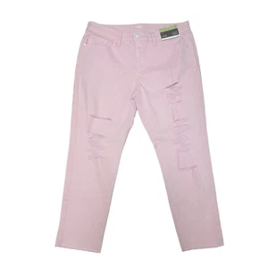 NEW a.n.a Skinny Ankle Mid-Rise Distressed Pink Jeans Women's Size 12 Raw Hem - Picture 1 of 8