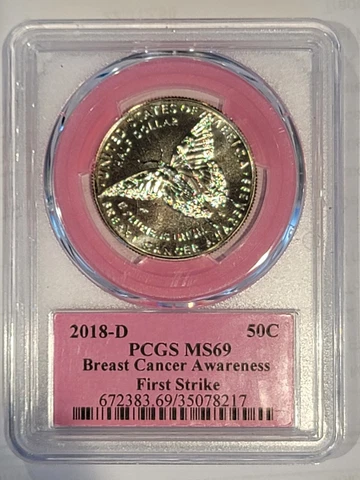 RARE 2018-D BREAST CANCER AWARENESS HALF 50C PCGS MS69 FIRST STRIKE Cover