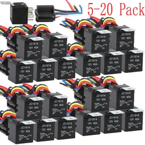 Lotto Relè Auto 12V 30/40 Amp 5 Pin SPDT con Fili e Set Presa Cablaggio - Foto 1 di 16