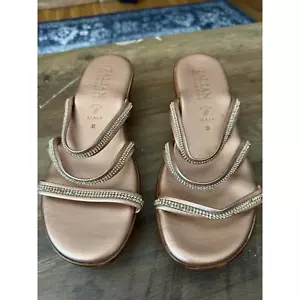 Italian Shoemakers Rose Gold Rhinestone Strappy Platforms - Picture 1 of 6