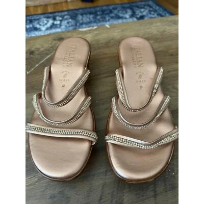 Zapateros italianos oro rosa estrás tiras plataformas  Foto 1 de 4