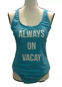 Bobbie Brooks Ladies 2 Piece Racerback Swimwear Size XL Always On Vacay Blue - Picture 1 of 11