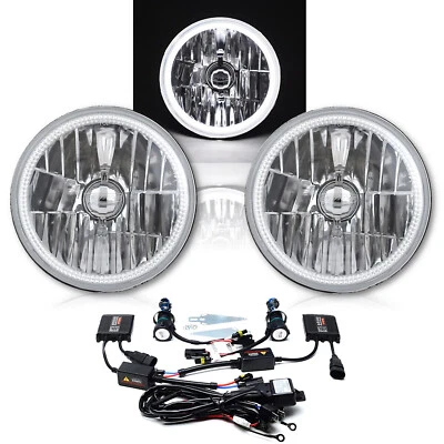 7" SMD Blanco LED Halo Ojo de Ángel Faros Par 6K 6000K Kit de Luces HID Foto 1 de 4
