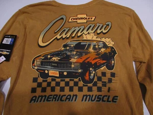 Camaro Men's Small Long Sleeve T-Shirt GM Licensed Mustard Yellow - Picture 1 of 4