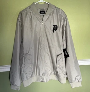 Primitive Skate Retro Bomber bestickt Logo Jacke hellbraun Herren Größe XL - Neu mit Etikett - Bild 1 von 3