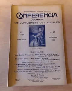 CONFERENCIA revue n°5 1923 Watteau Horace Gounot Bizet Massenet Reynaldo Hahn - Picture 1 of 1