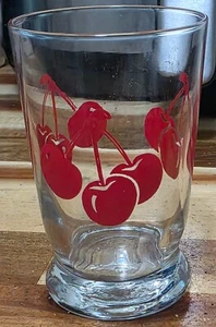 Vintage Kirschen Fuß Saft Trinkglas Libbeys Welch's Smuckers nackt - Bild 1 von 4