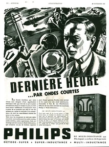 Publicité ancienne poste radio Philips 1935 issue de magazine - Picture 1 of 1