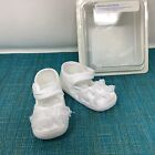 Vintage GERBER White Satin & Lace Baby Shoes Christening Newborn Size Mary Jane