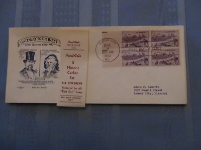 US # 994 St. Louis 3C Set Of 5 Pent Arts Cachet Addressed FDC W/Label  #10  - Image 1 of 4