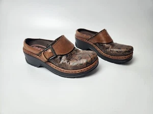 KLOGS Sz 6 Womens Leather Austin Brown Flower Tool Clogs Shoes Comfort Non Slip - Picture 1 of 5