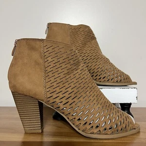 CL by Laundry honigbraune Damen-Stiefeletten Größe 9,5 M klobige Absätze zehenfrei - Bild 1 von 10