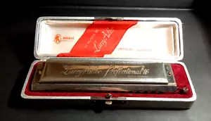 More details for vintage boxed hohner 7 inch larry adler professional 16 chromatic harmonica